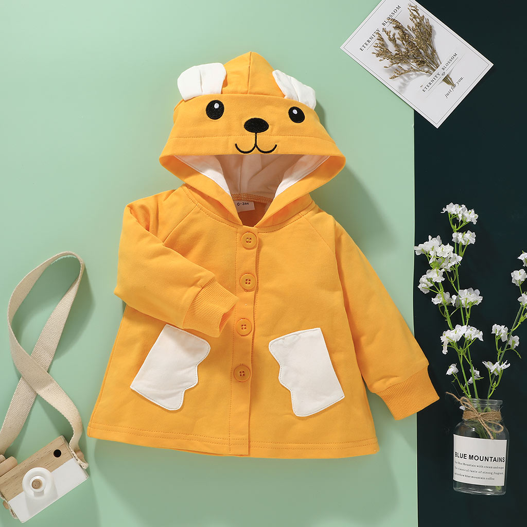 

1pc Baby Unisex casual Long-sleeve Cotton Hooded Animal & Rabbit Coat & Jacket