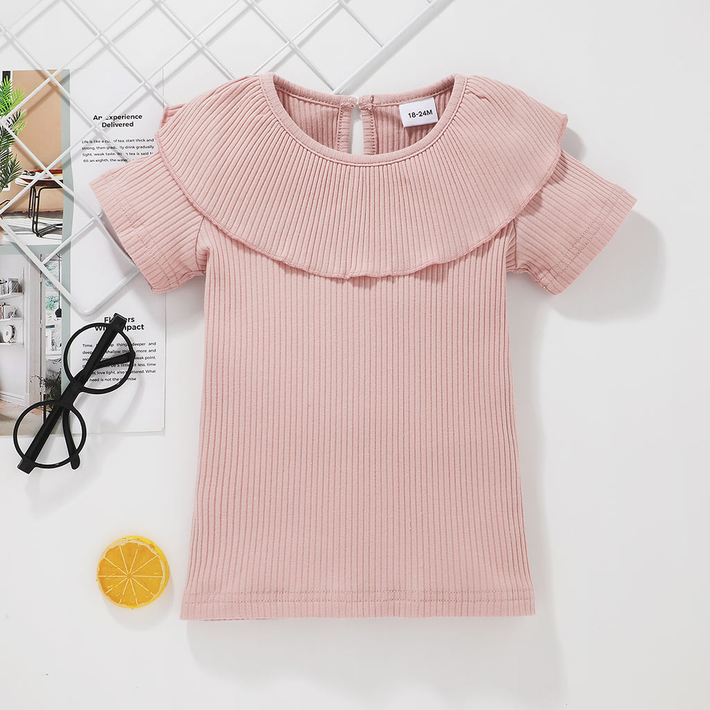 

Baby / Toddler Girl Casual Solid Flounce Tee