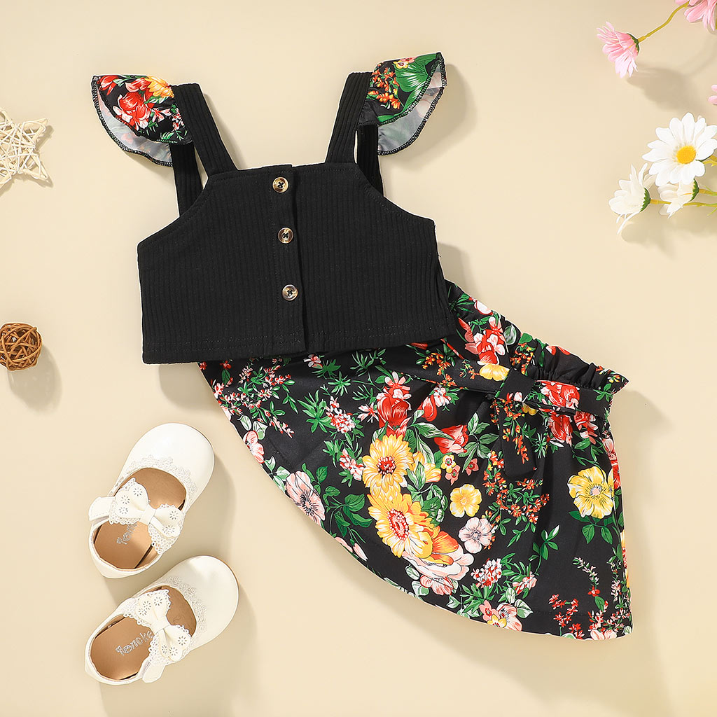

2-piece Toddler Girl Floral Print Camisole and Floral Print Skirt Set