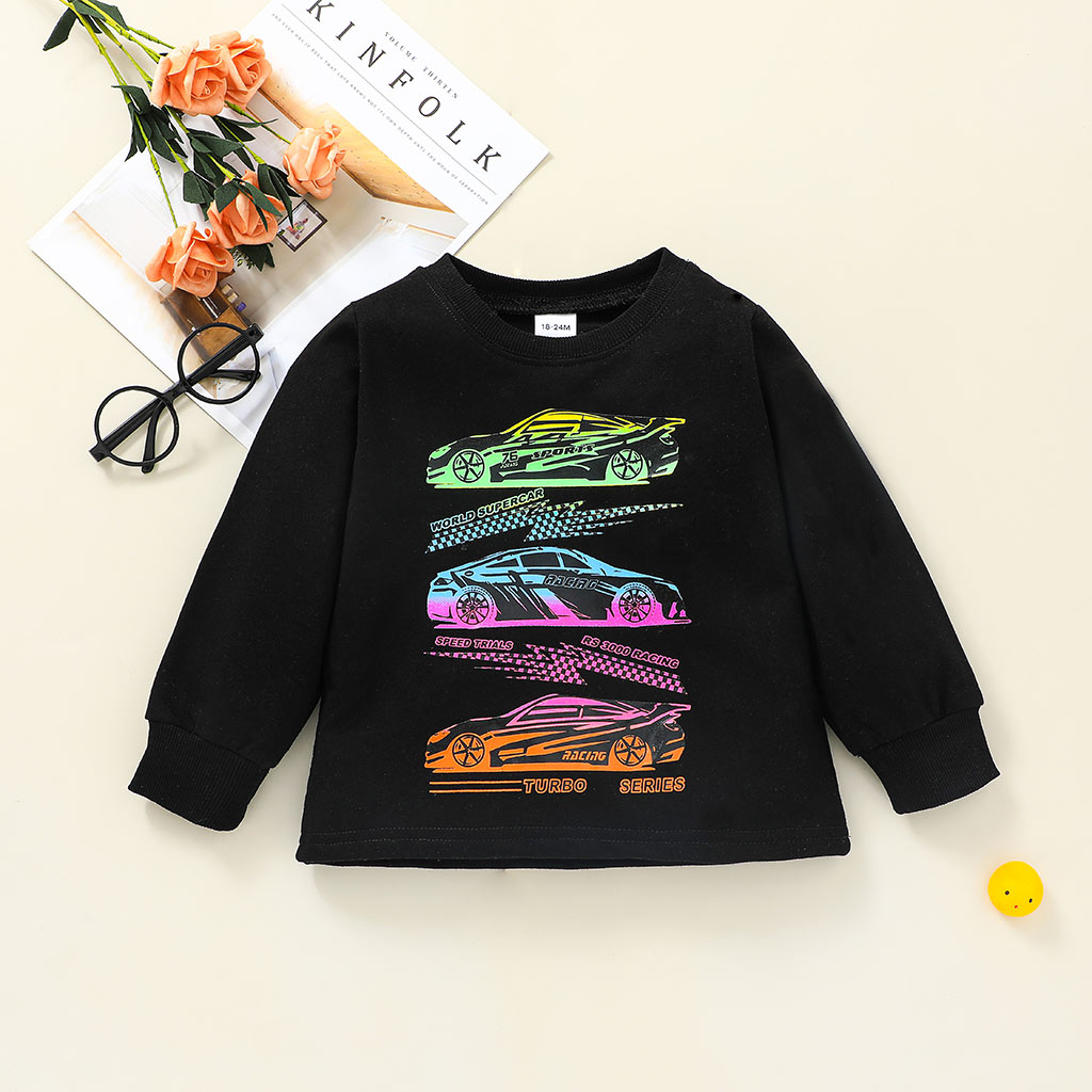 

Toddler Boy Vehicle Car Print Black Pullover Sweatshirt