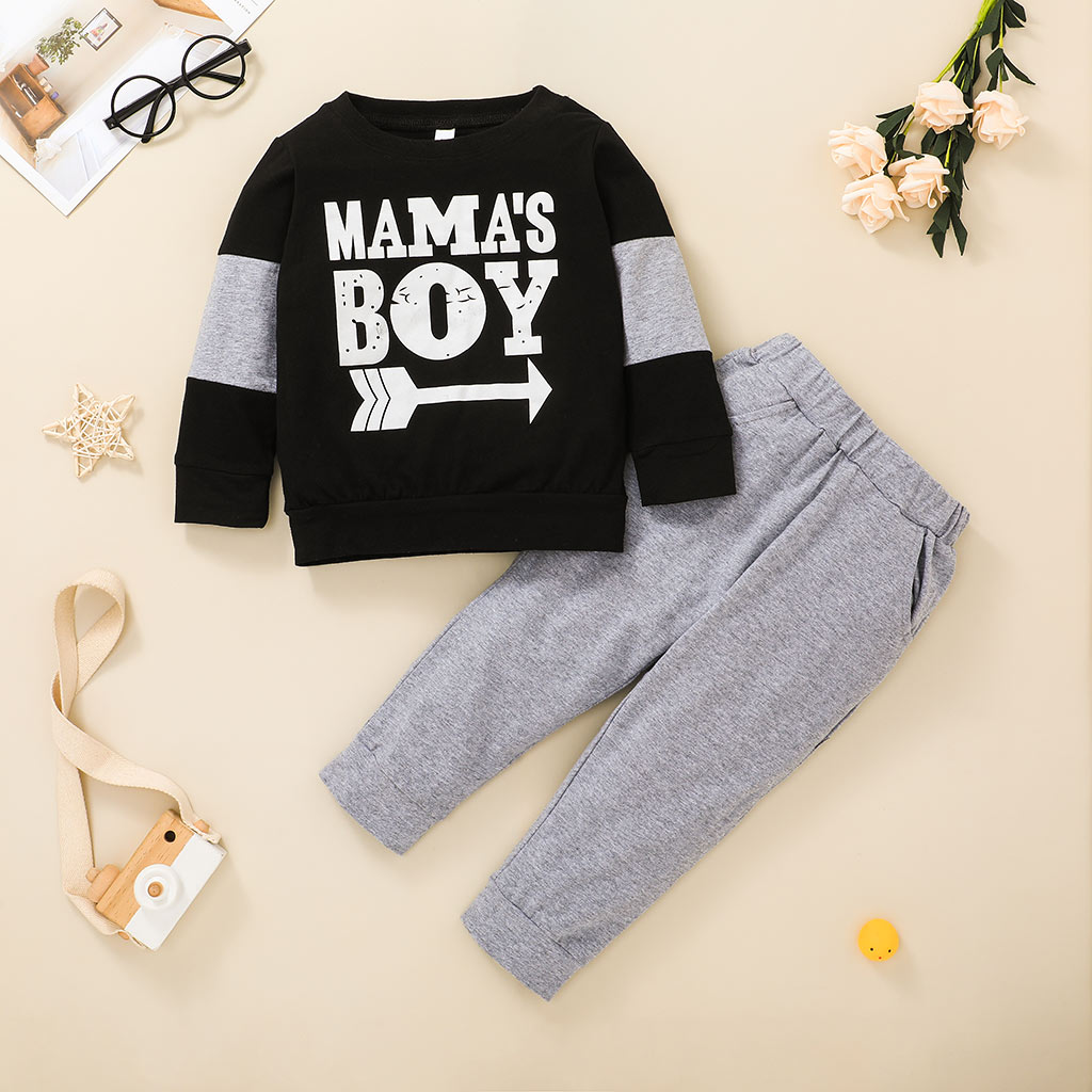 

2-piece Toddler Boy Letter Print Colorblock Sweatshirt and Pants Set