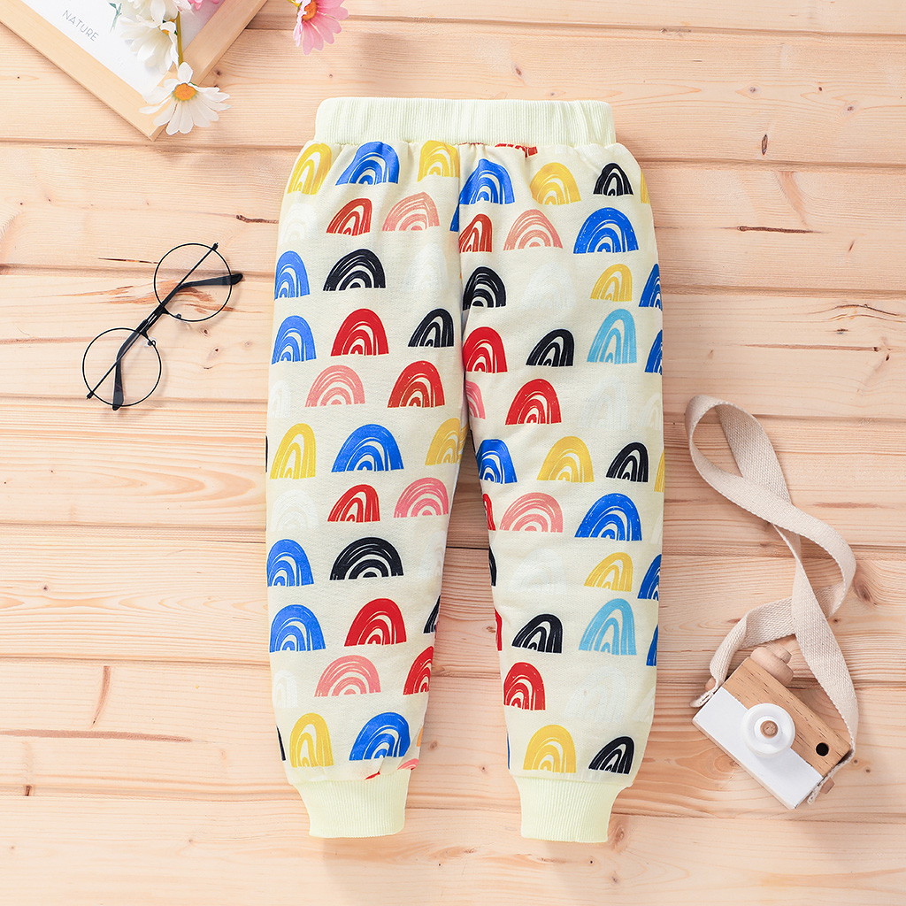 

Toddler Girl Rainbow Print Elasticized Pants Set