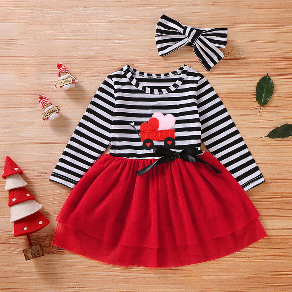 

2pcs Baby Girl Long-sleeve Cotton Heart-shaped Sweet Dress