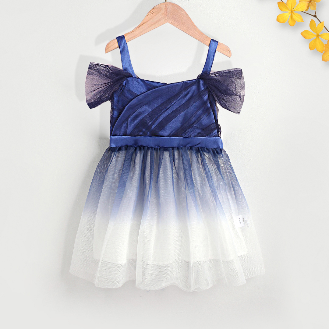 

Toddler Girl Off Shoulder Strap Gradient Color Princess Party Mesh Dress