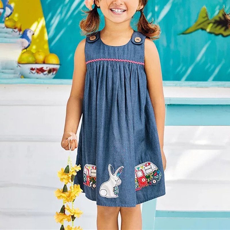 

Baby/ Toddler Girl's Rabbit and Car Applique Sleeveless Dress