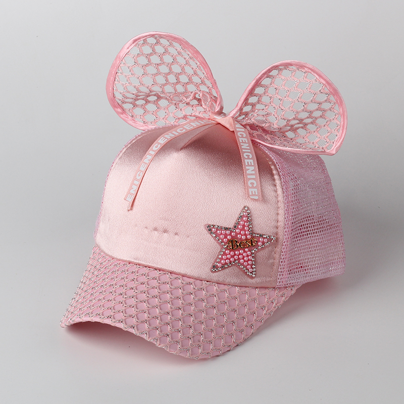 

Baby/ Toddler Girl's Pearl Star Applique Mesh Ear Decor Cap