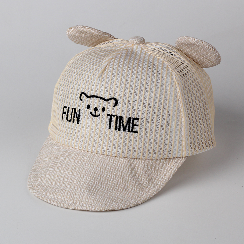

Baby / Toddler Mesh Embroidered Bear 3D Ear Plaid Cap