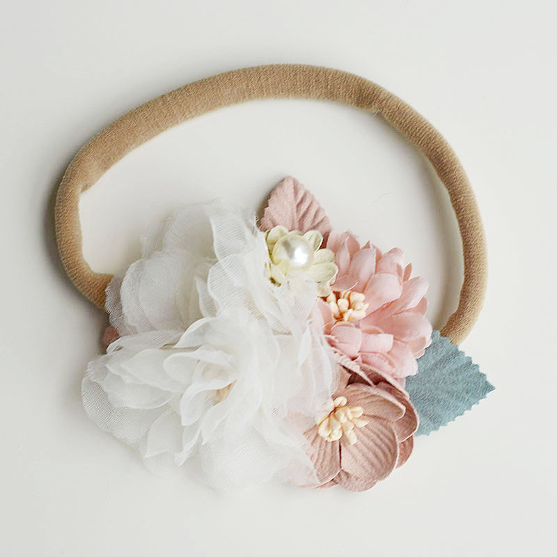 

Elegant Lace Pearl Floral Design Headband Set for Girls