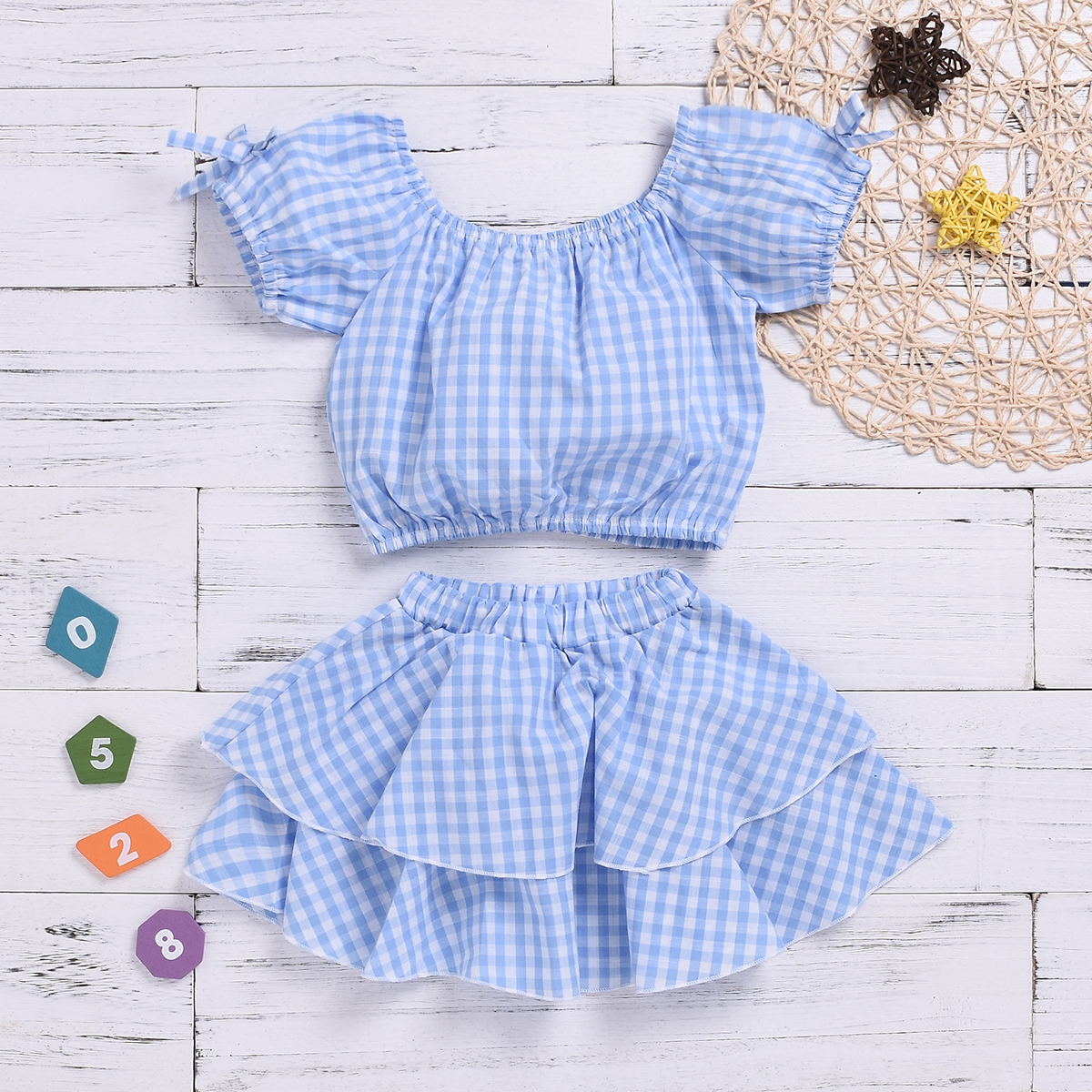 

Baby/ Toddler Girl's Plaid Top and Skirt