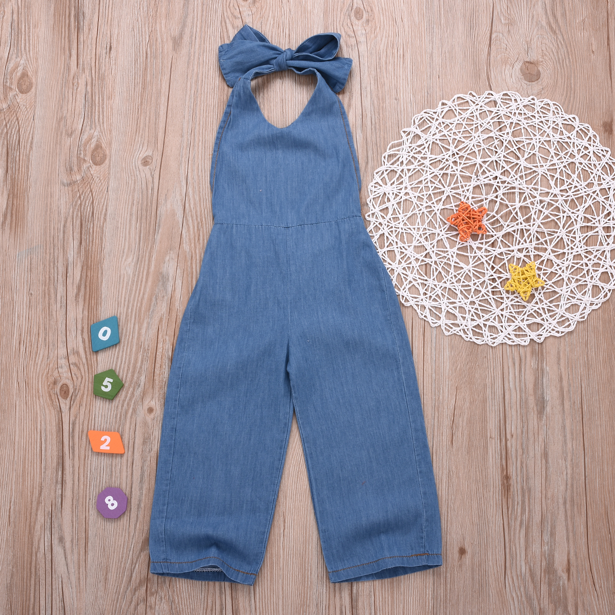 

Baby / Toddler Backless Halter Denim Overalls