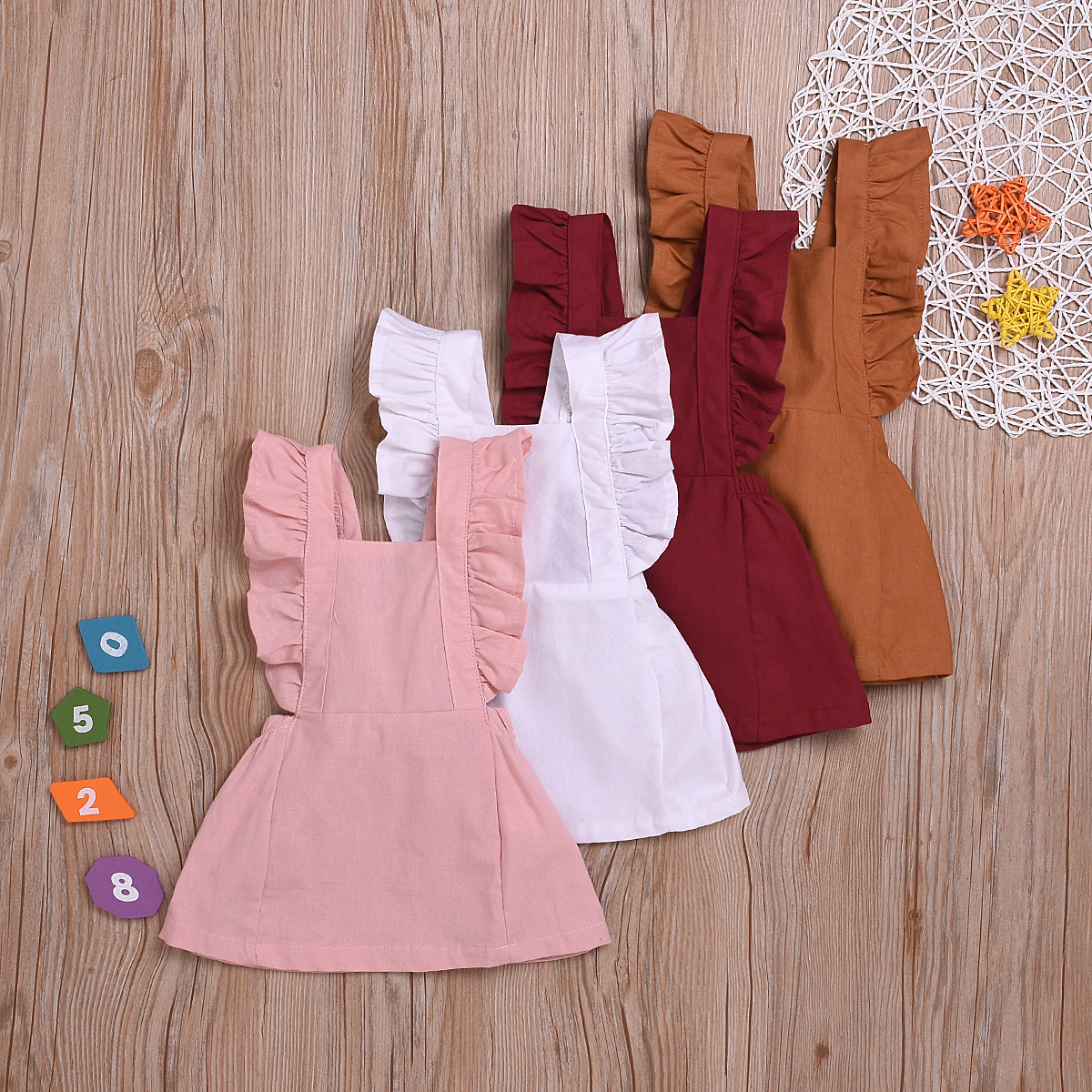 

Baby/ Toddler Girl's Solid Backless Flutter-sleeve Dress