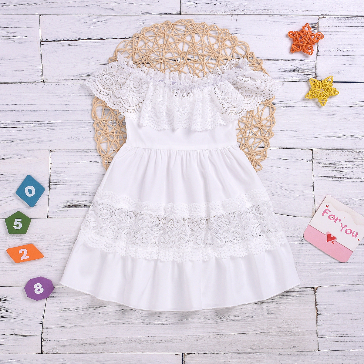 

Hollow Out Lace Ruffle-sleeve Dress