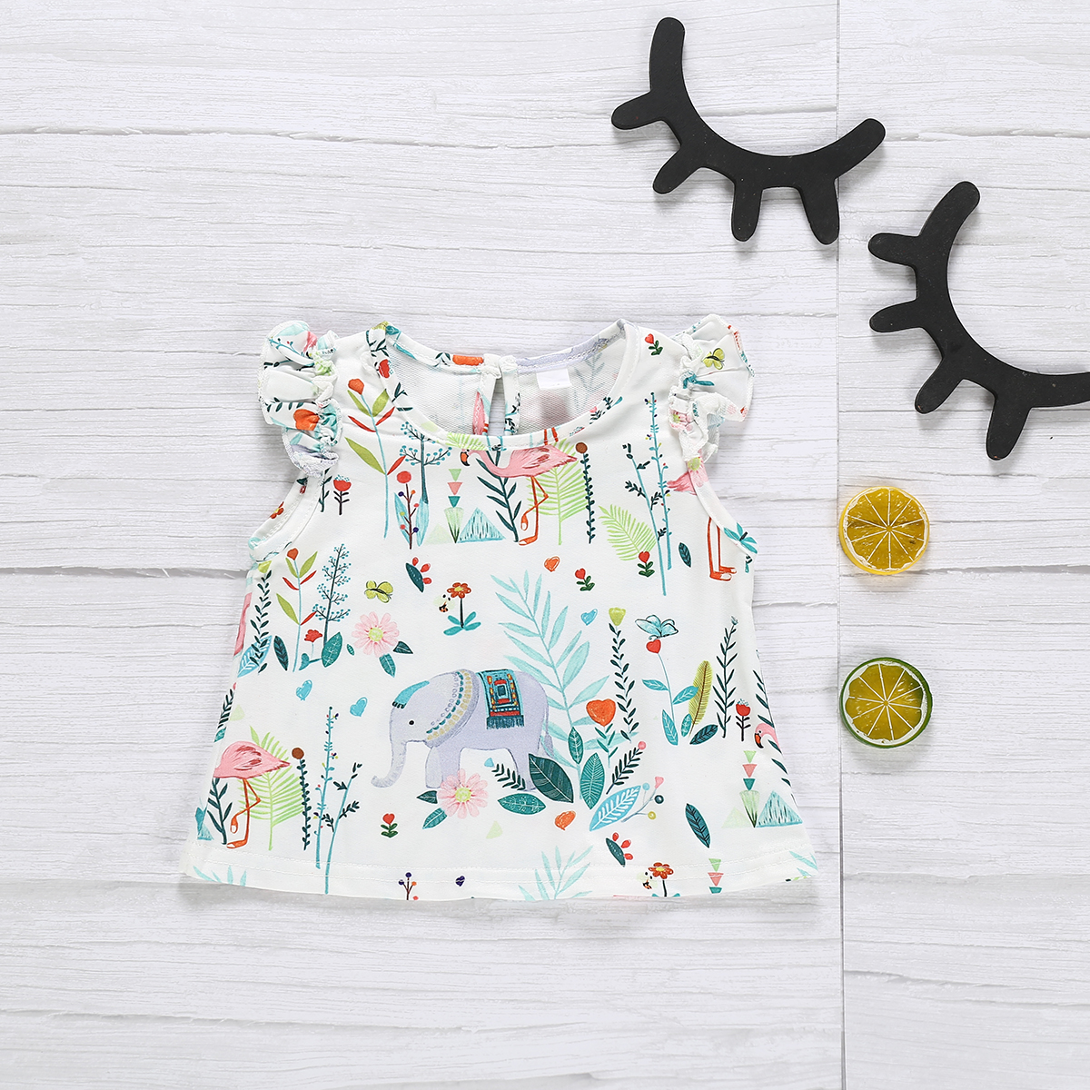 

Baby Girl Cartoon Animal Print Sleeveless Dress