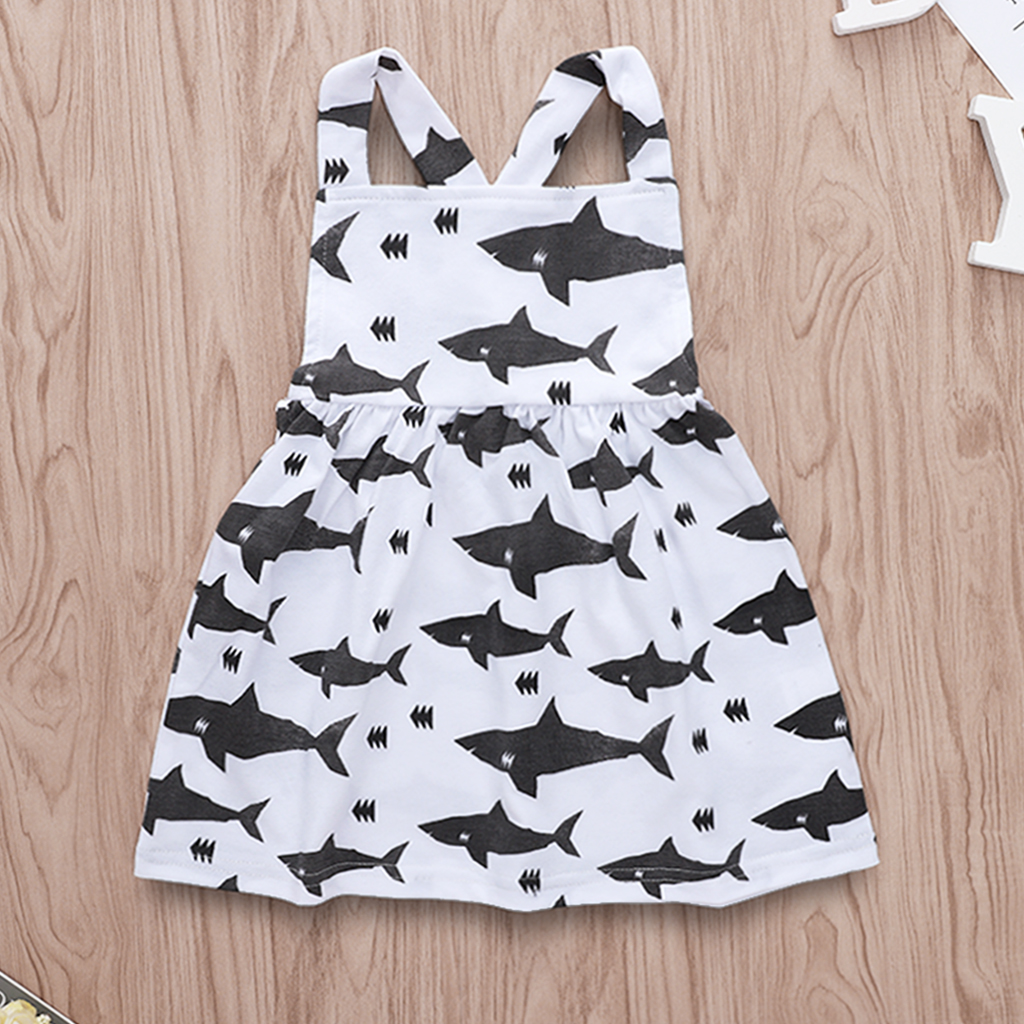 

Baby/ Toddler Girl's Shark Print Crisscross Dress