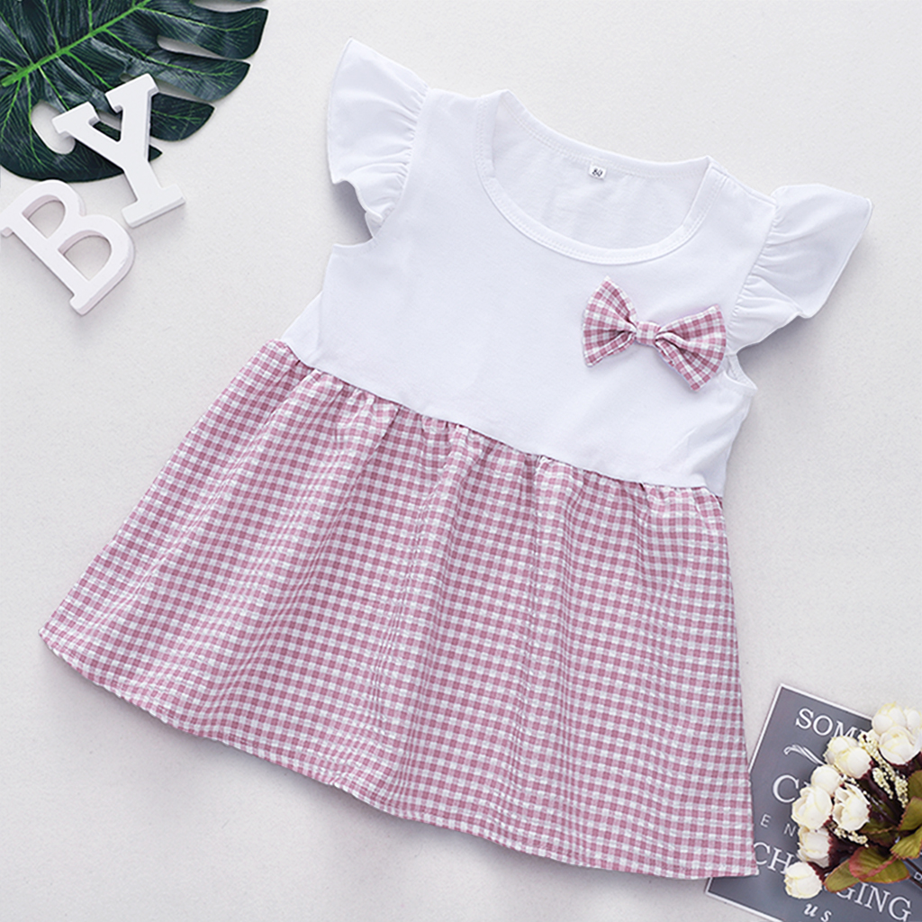 

2019 Baby / Toddler Ruffled Plaid Bowknot Decor Dress