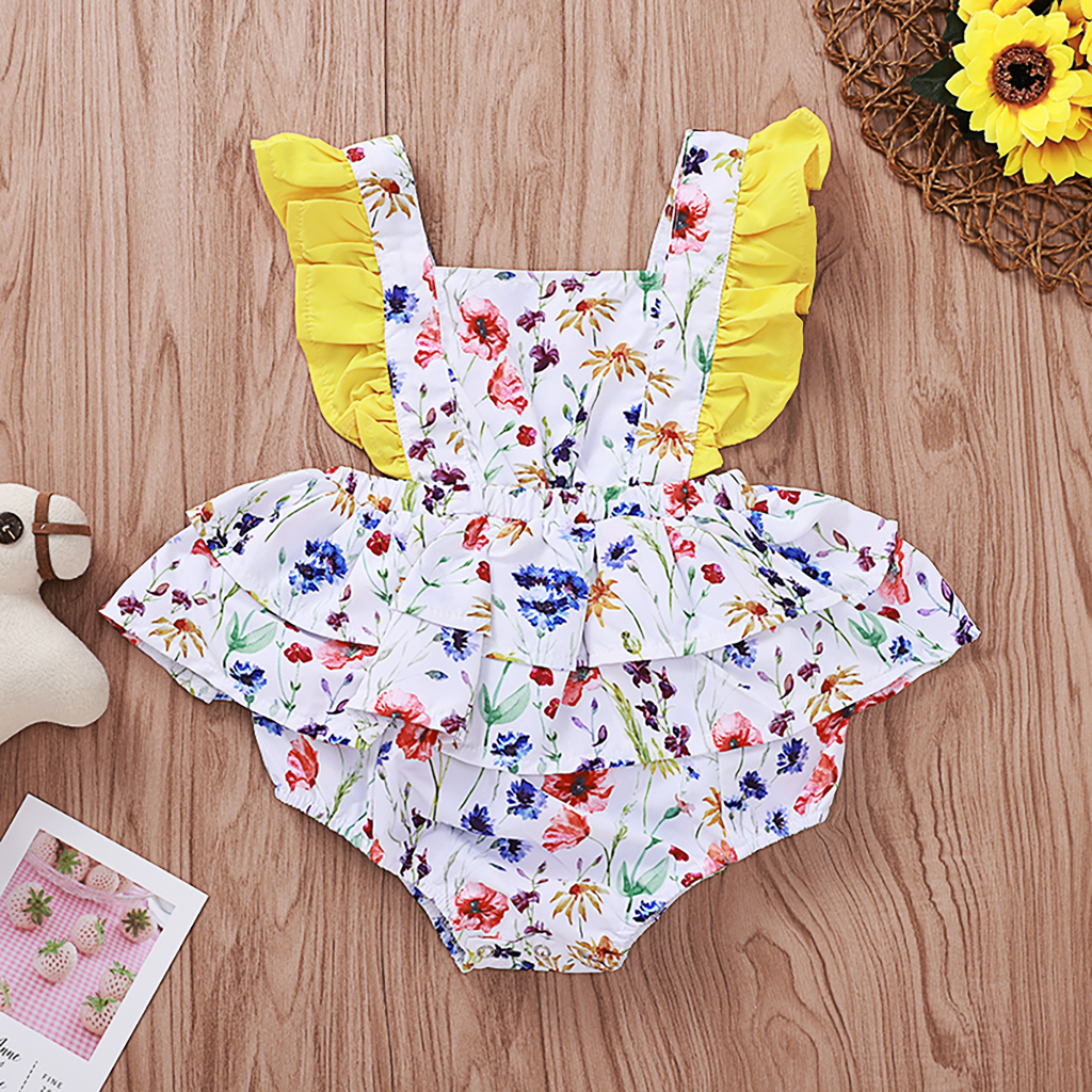 

Baby Colorful Floral Ruffled Bodysuit