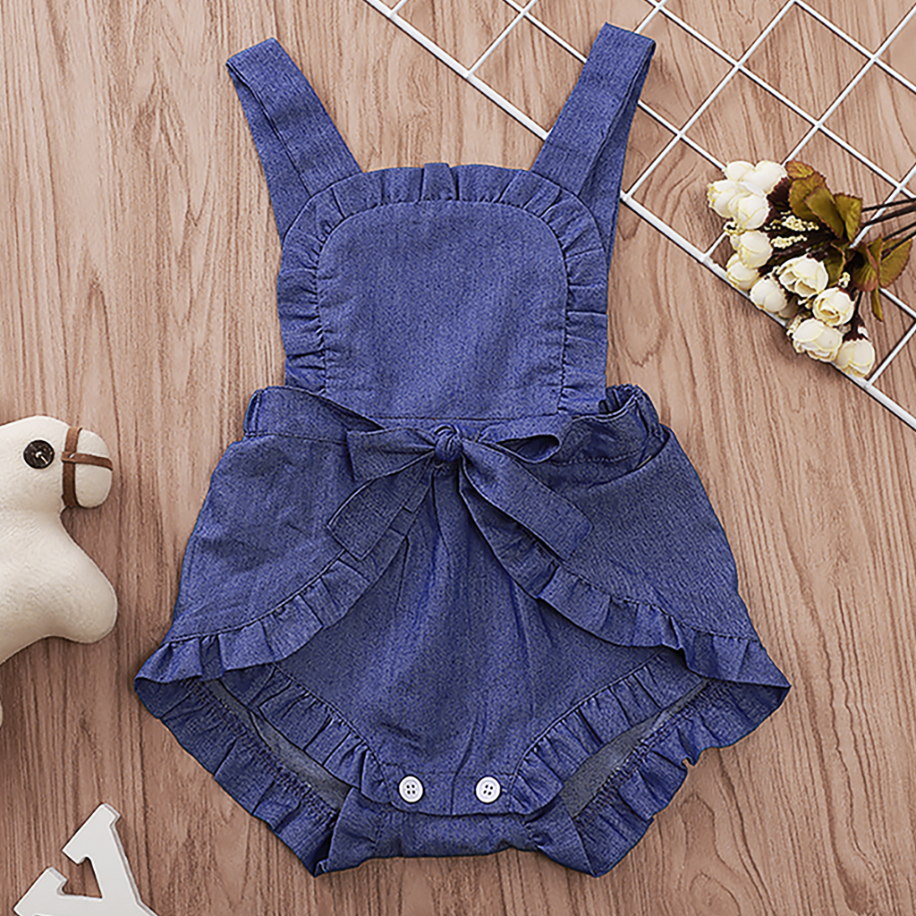 

Baby Square Neck Denim Backless Bodysuit