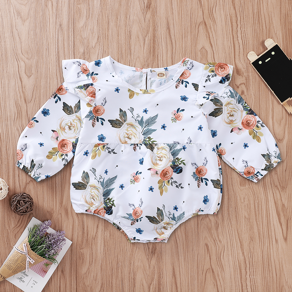 

Baby Girl Floral Allover Long-sleeve Romper