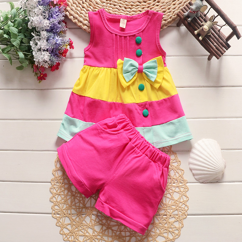 

Sweet Color Block Bowknot Tank Top and Shorts Set for Toddler Girl