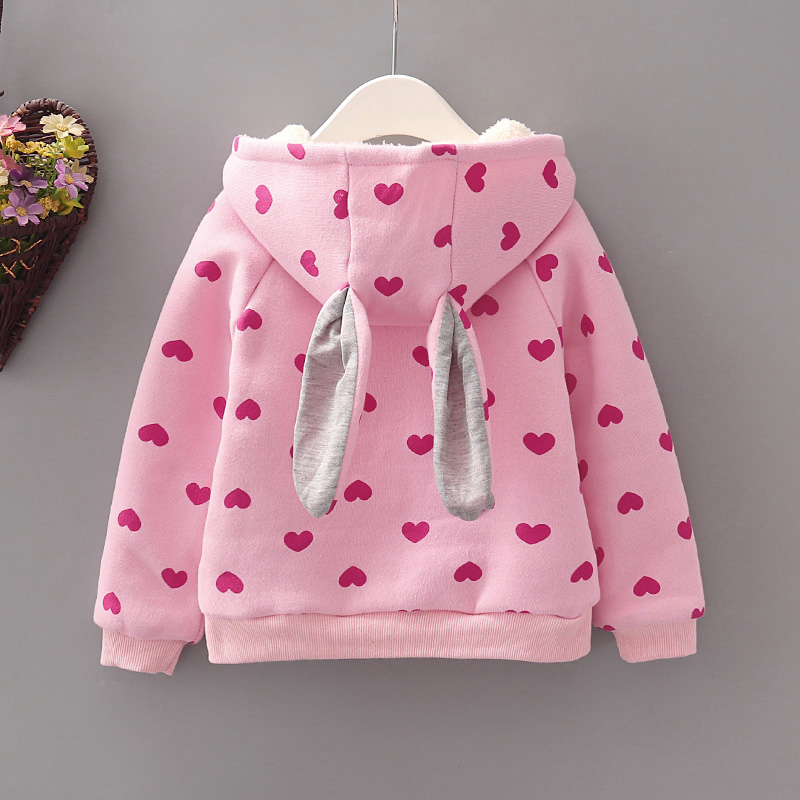 

Lovely Heart Patterned Rabbit Design Hooded Jacket for Baby and Toddler Girl