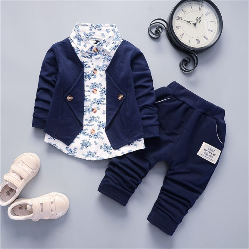 

Baby / Toddler Floral Contrast Fake-two Jacket and Pants Set