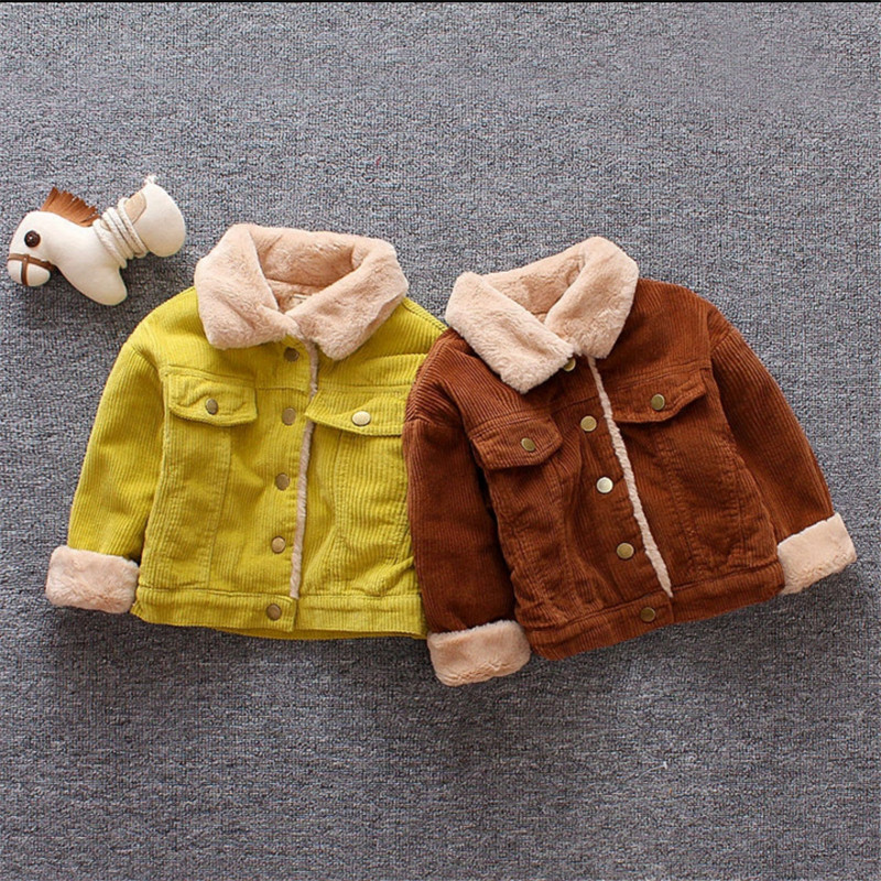 

Baby / Toddler Solid Lapel Collar Thick Coat