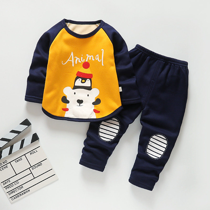 

Baby / Toddler Adorable Bear Print Long-sleeve Top and Striped Pants Set