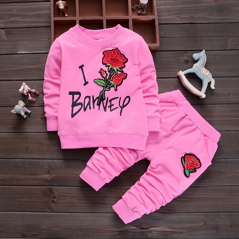 

Baby Girl Letter Print Long-sleeve Top and Solid Pants