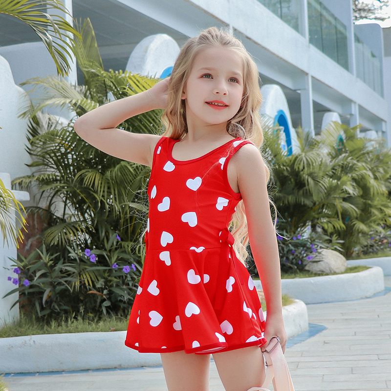 

Sweet Heart Pattern Swimsuit in Red