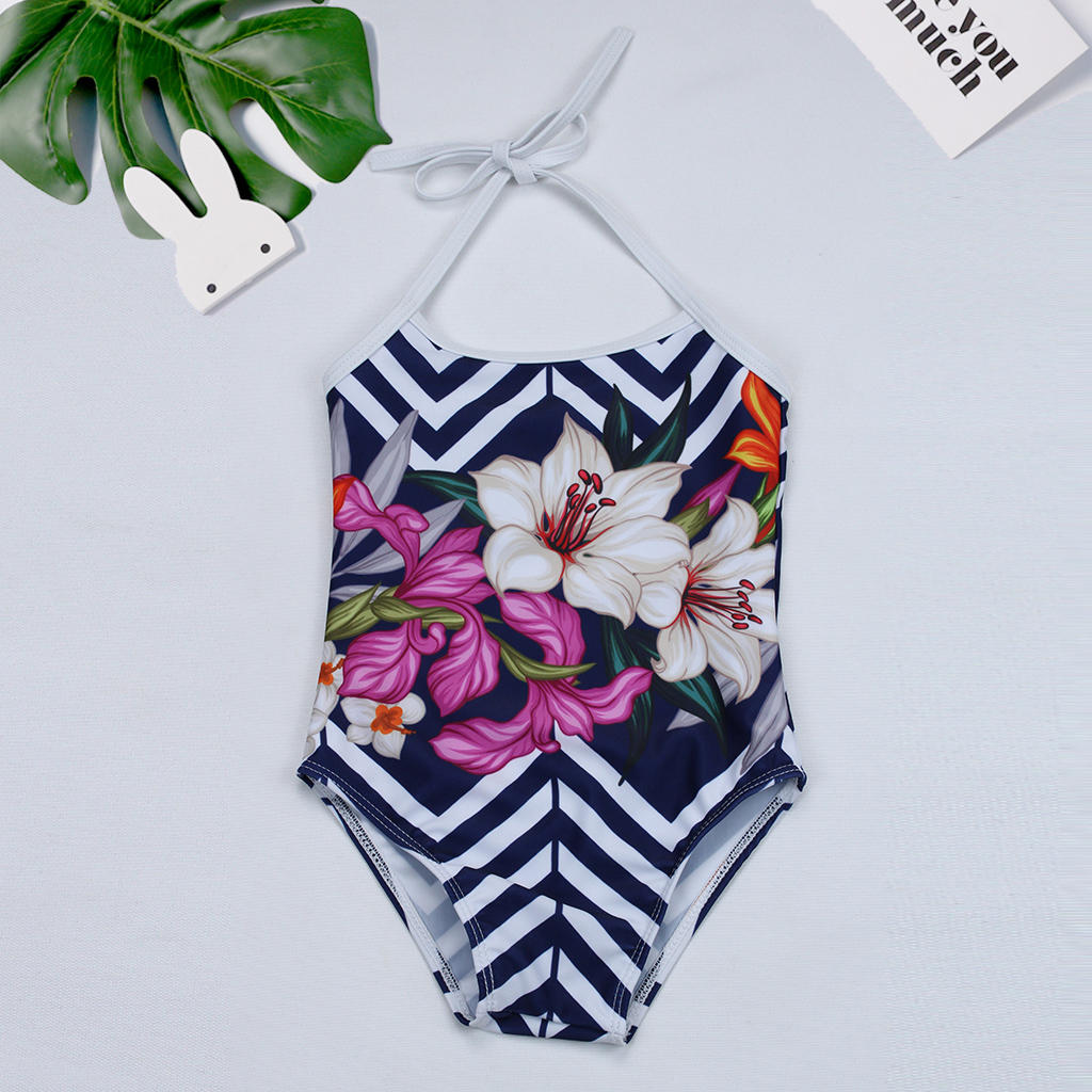 

Baby/ Toddler Girl's Geo Print Floral Print Swimwear