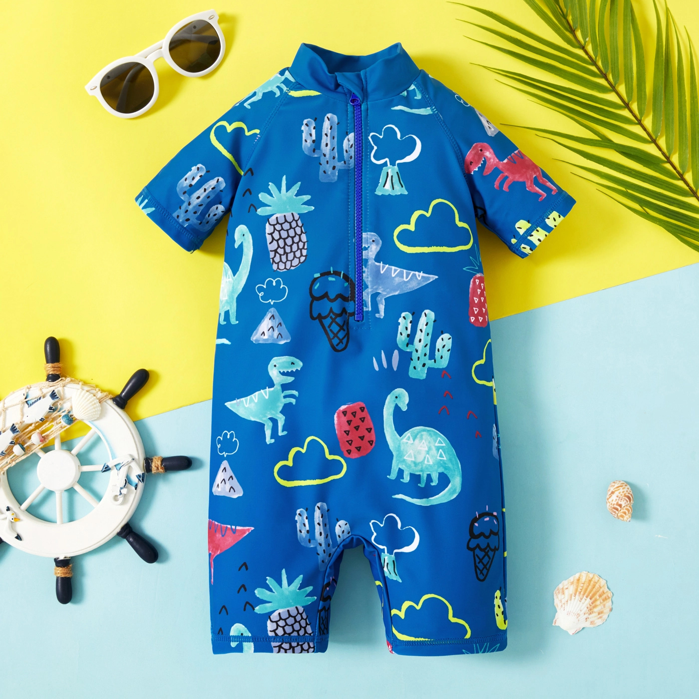 

Toddler Boy Cute Dinosaur Print Swimwear