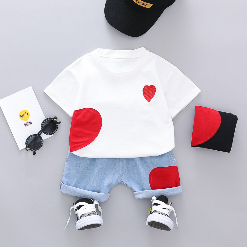 

Baby / Toddler Heart Embroidery Tee and Denim Shorts Set