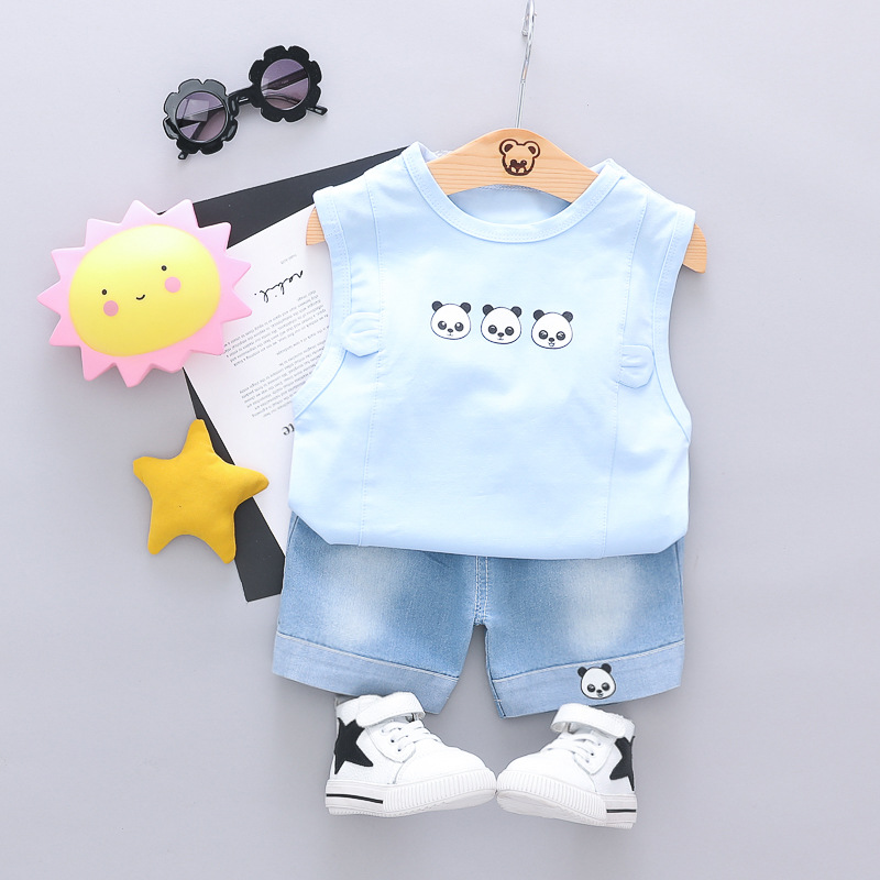 

Baby / Toddler Lovely Panda Print Tee and Denim Shorts Set