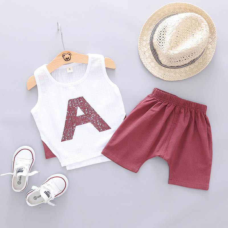 

Baby / Toddler Letter Print Tank and Solid Shorts Set