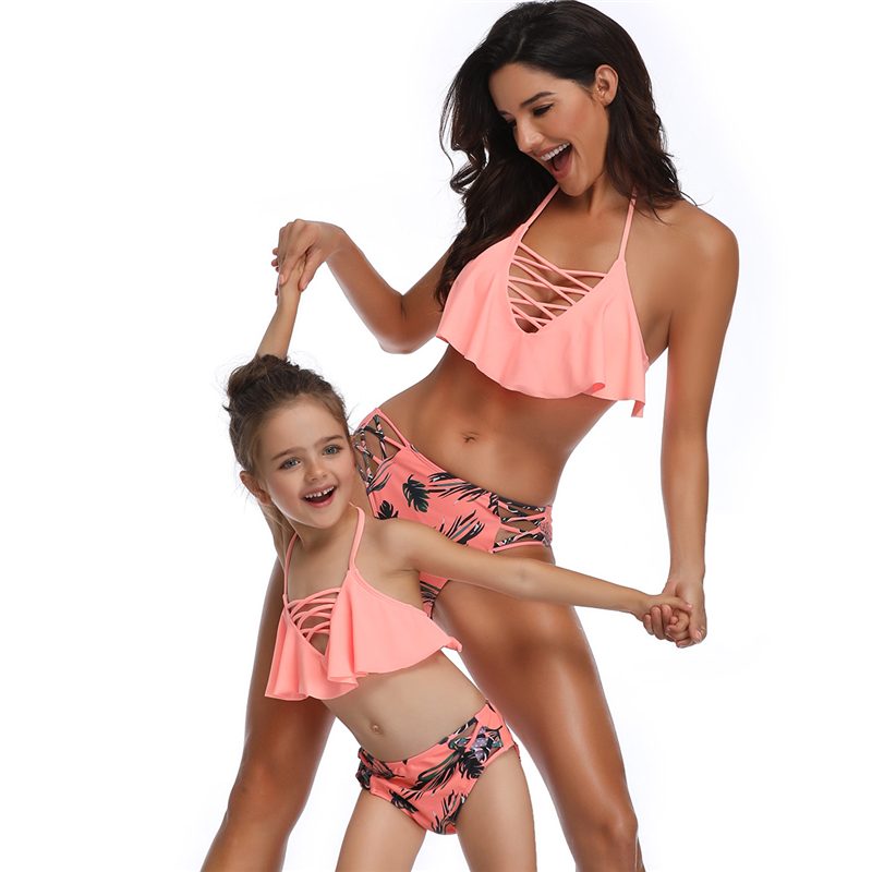 

Natural Plant Matching Swimsuit for Mom and Me