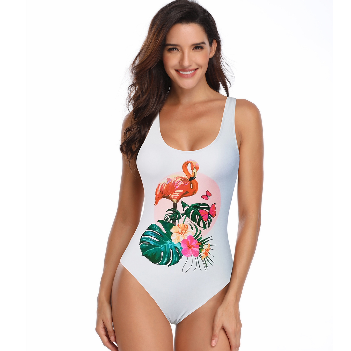 

Women Sexy Flamingo Printed One-piece Swimsuit