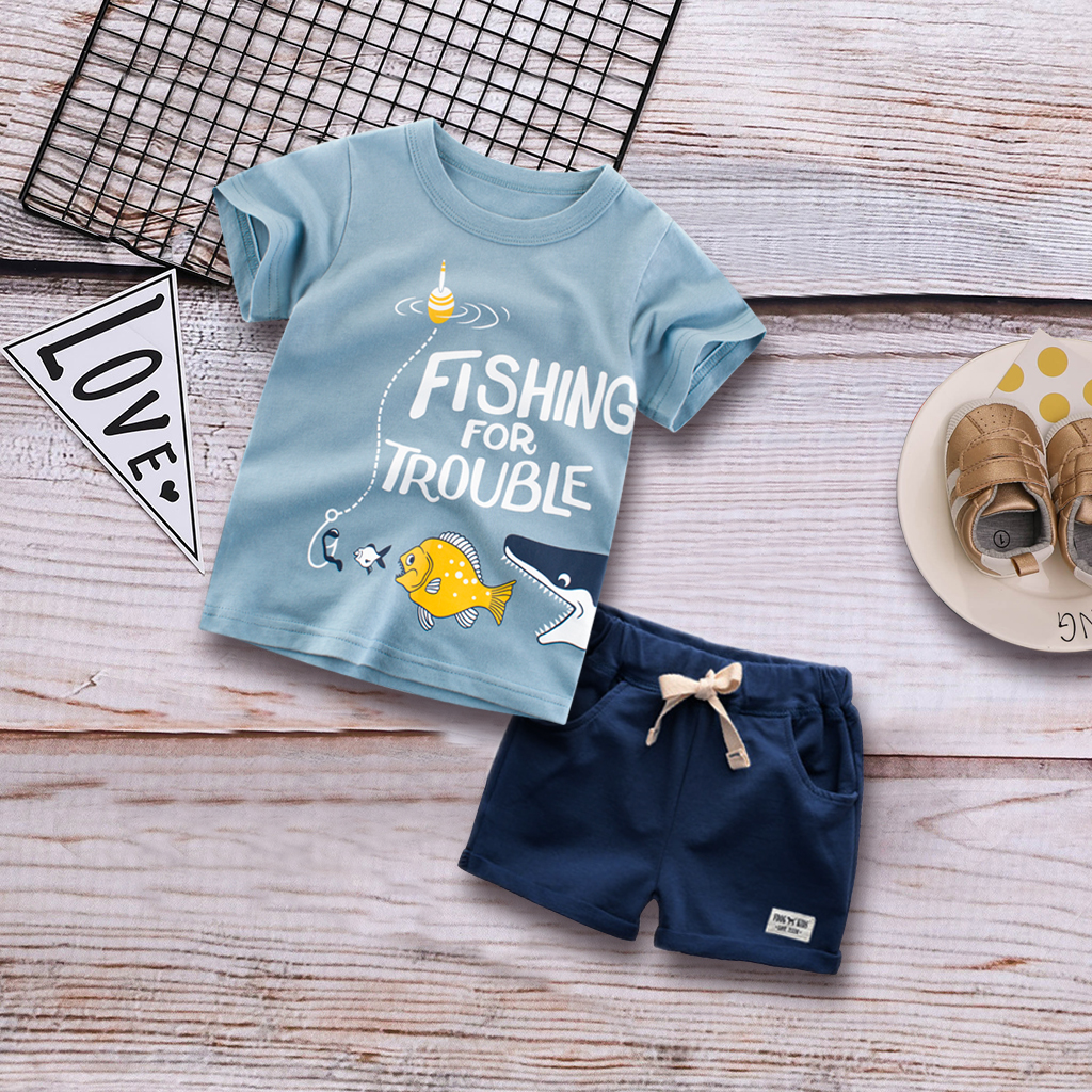 

Letter Animal Print Tee and Shorts Set