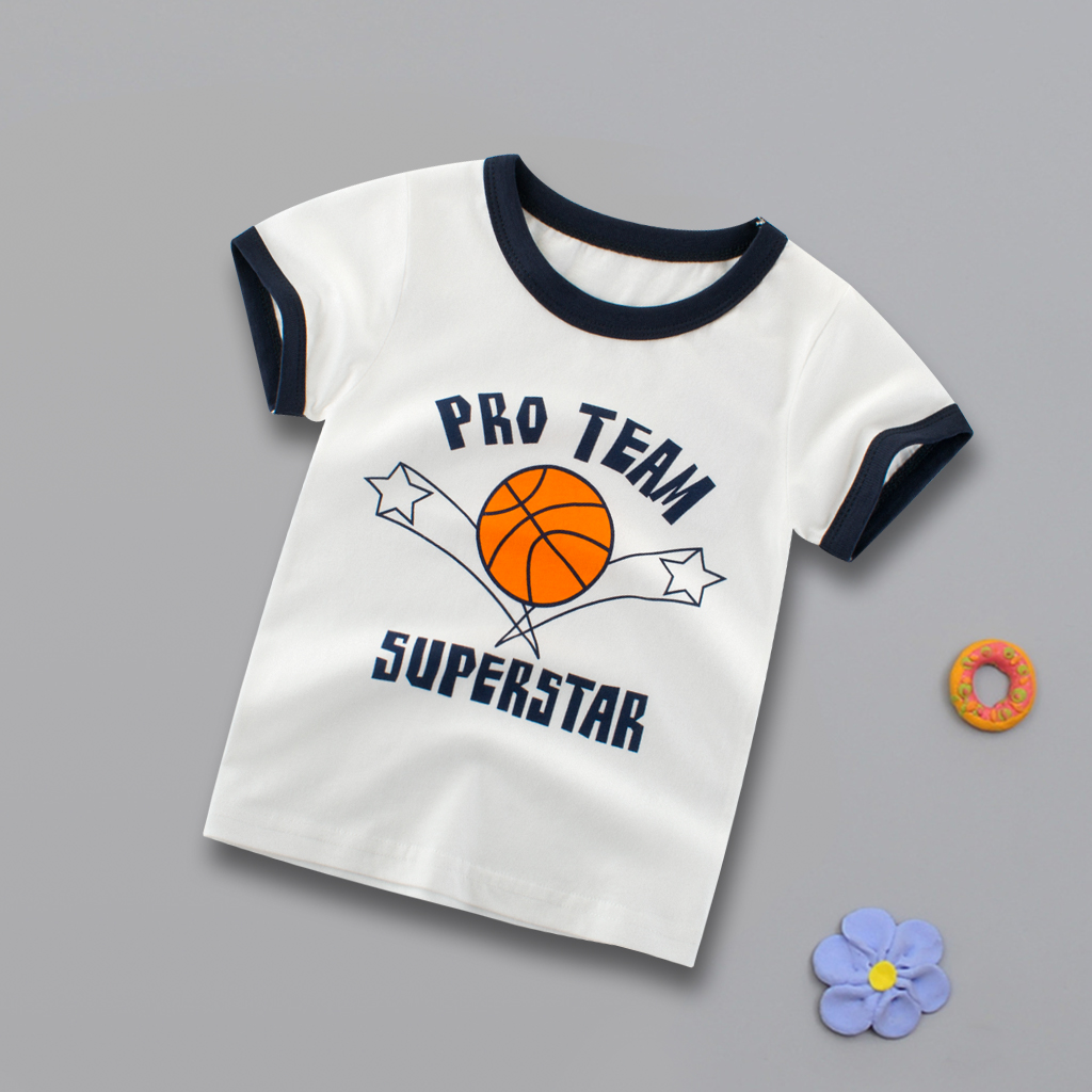 

Color matching Short-sleeve Print Basketball T-shirt