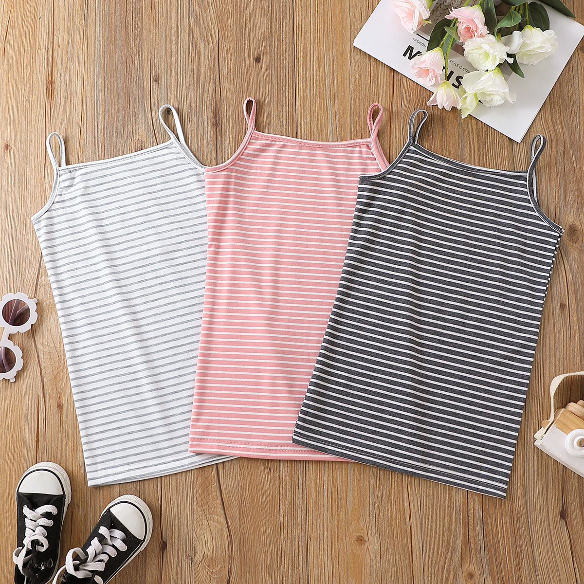 

Toddler Girl Basic Stripe Cami Dress
