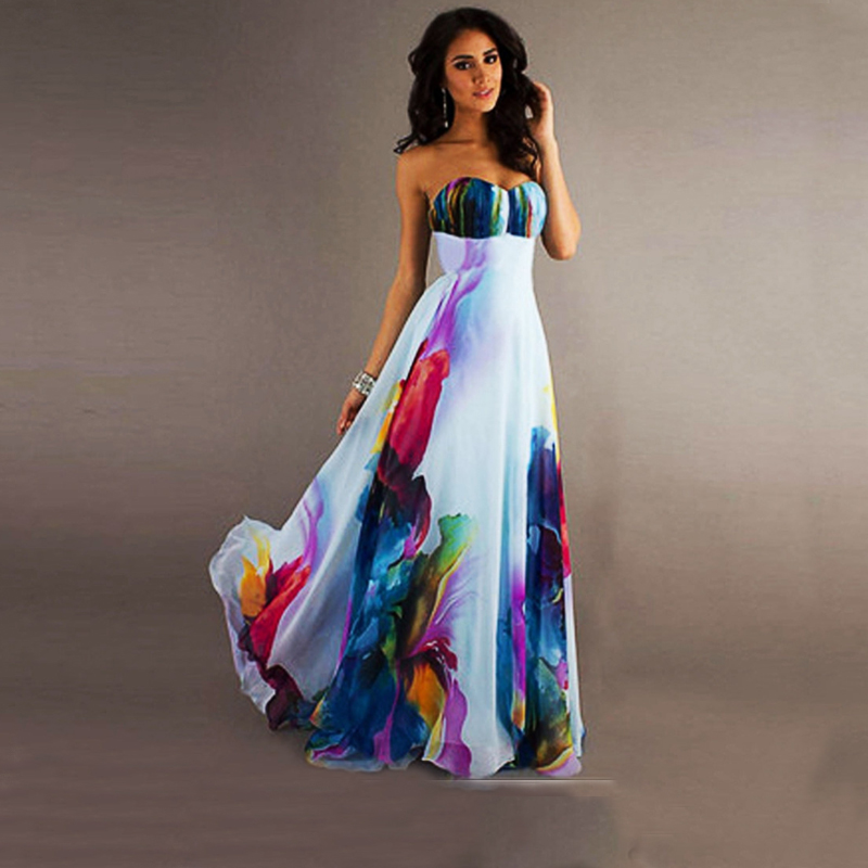 

Stylish Printed Tube Maxi Dress