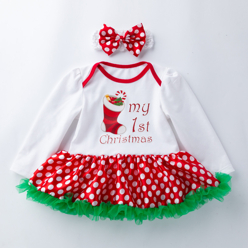 

Baby Girl Christmas My First Christmas Letter Romper and Headband
