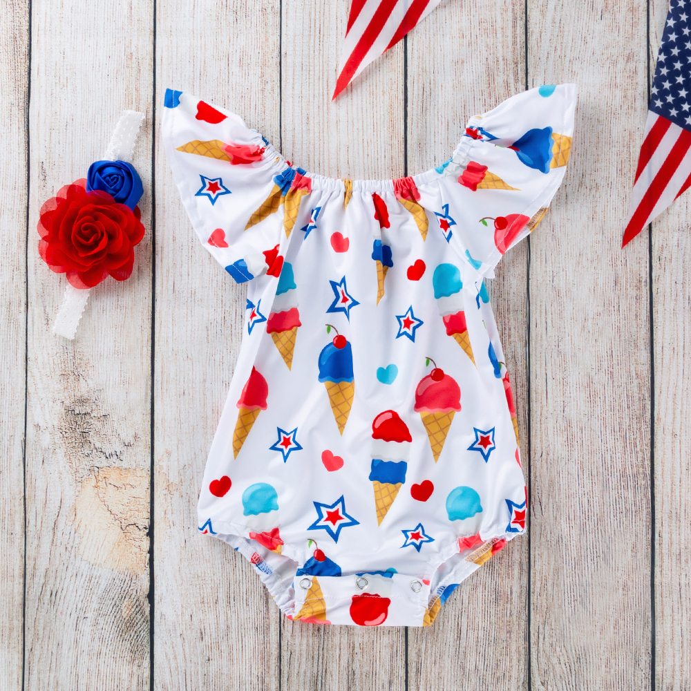 

2-piece Baby Ice Cream Rompers with Headband Set