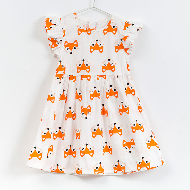 

Lovely Fox Print Sleeveless Dress for Girls