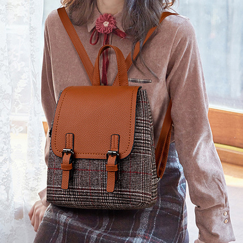 

Vintage Colorblock Buckle Backpack