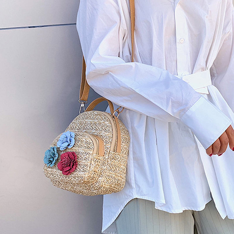 

Graceful Flower Decor Braiding Crossbody Bag