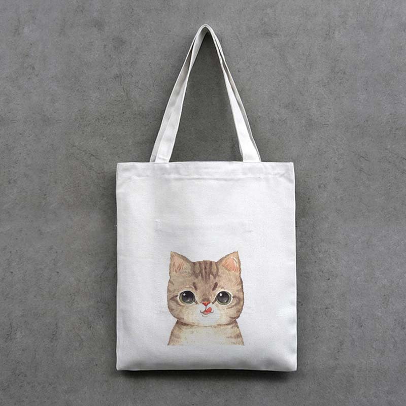 

Little Cat Print Canvas Shoulder Bag