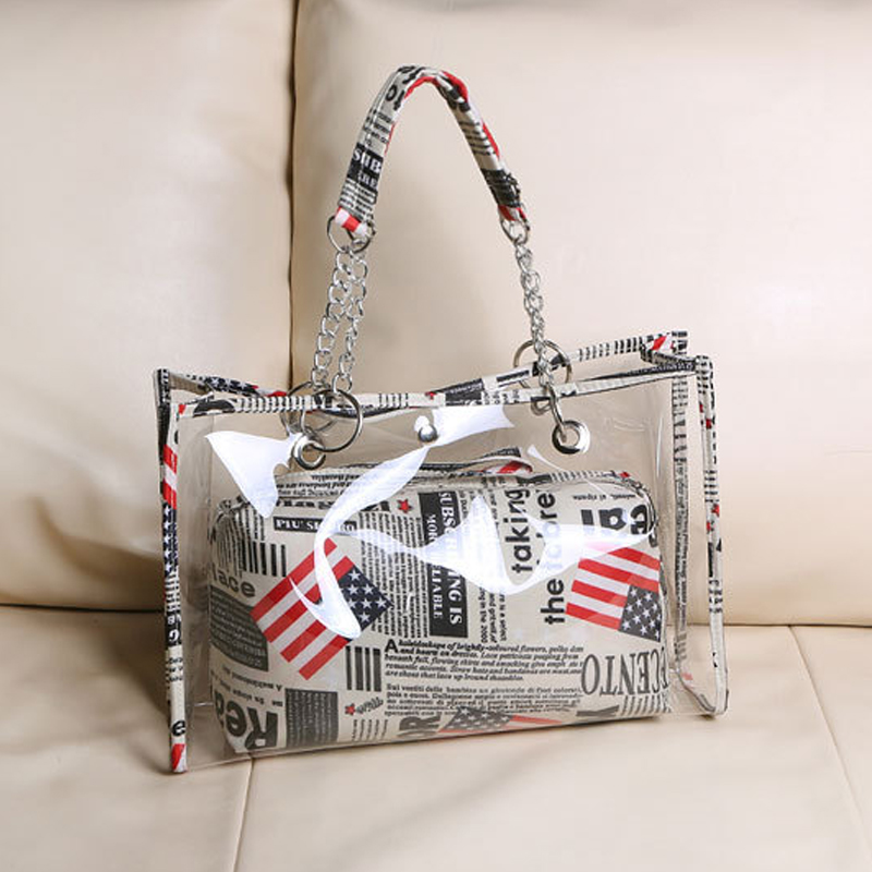 

Trendy Transparent Flag Design Handbag