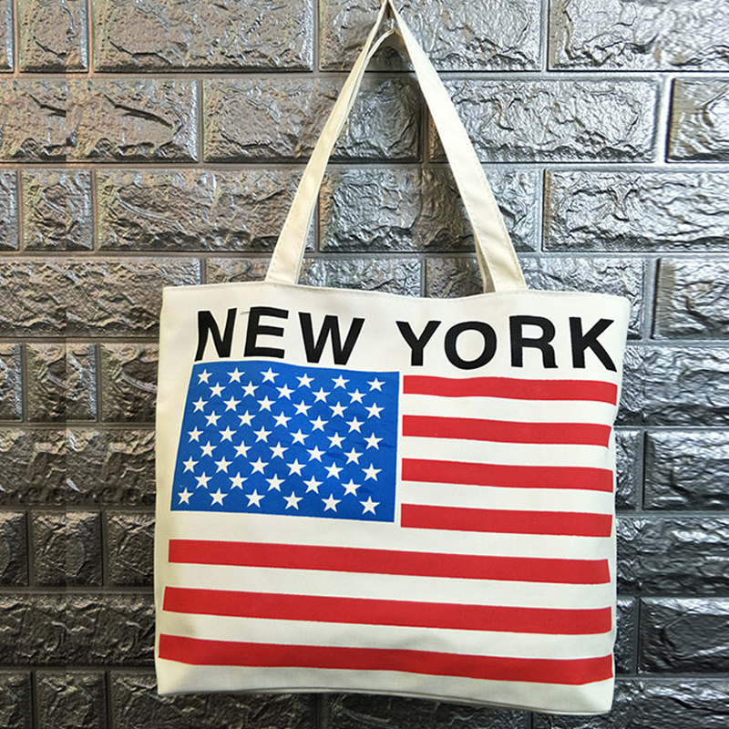 

Casual Flag Print Canvas Shoulder Bag