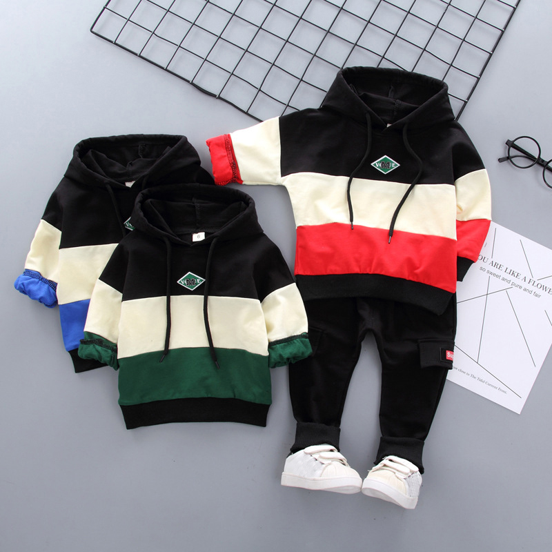 

Baby / Toddler Trendy Colorblock Long-sleeve Hoodies and Solid Pants Set