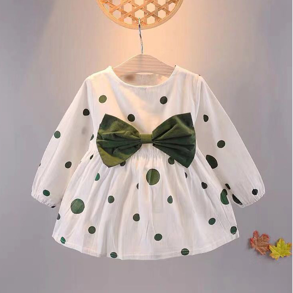 

Baby/ Toddler Girl's Polka Dots Big Bow Decor Dress